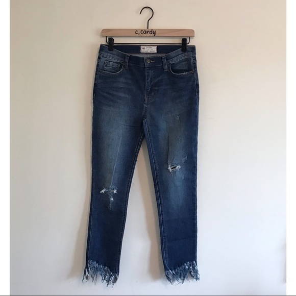 Free People Great Heights Frayed Skinny Jean Blue - Picture 1 of 7